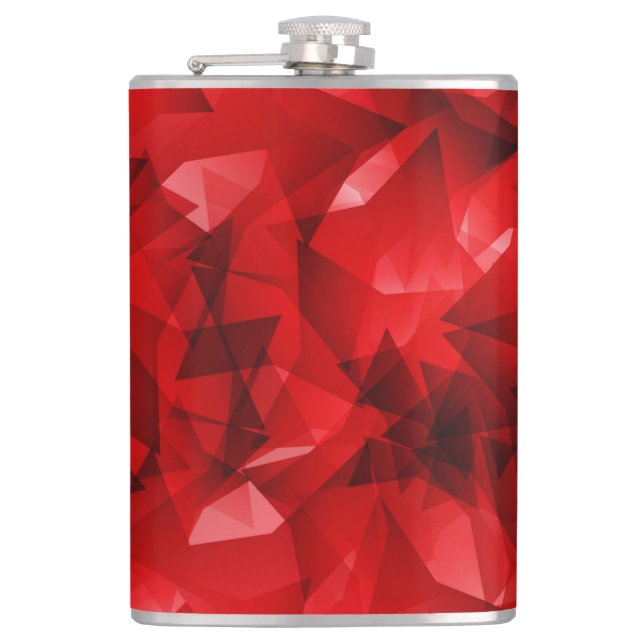 Roter abstrakter geometrischer Kristallhintergrund Flachmann (Vorderseite)