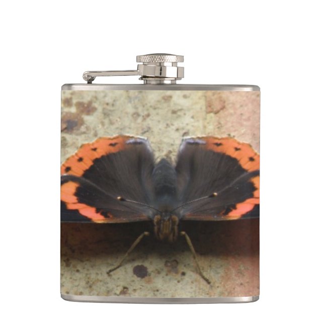 Roter Admiral Butterfly-Flasche Flachmann (Vorderseite)