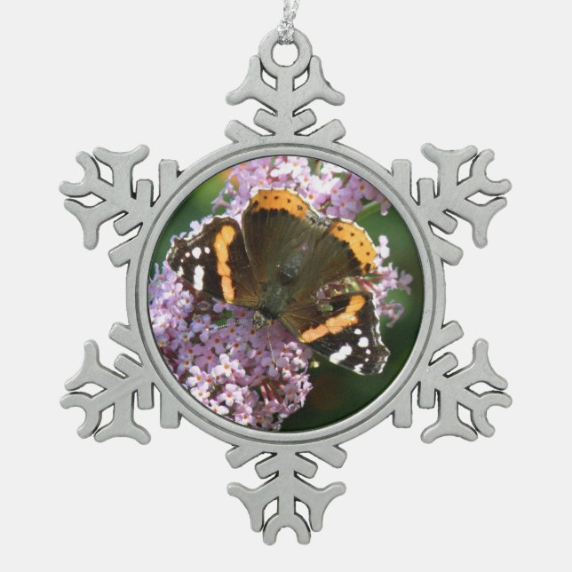 Roter Admiral Butterfly und Buddleia Ornament (Vorderseite)