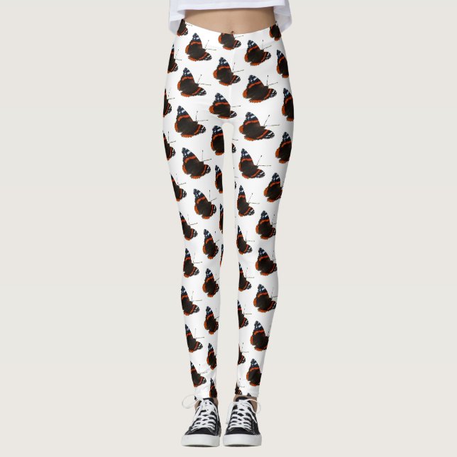 Roter Admiral Schmetterlingsmuster Legging Leggings (Vorderseite)