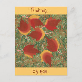 Roter Ahorn im Herbst Abstrakt auf Gras Postkarte