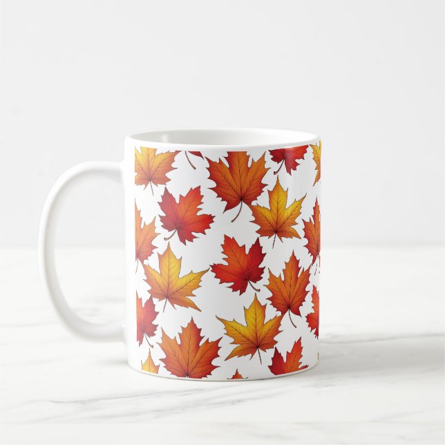 Roter Ahorn Verlasst Muster. Fall Pattern Kaffeetasse (Links)