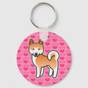 Roter Akita mit weißer Maske Cartoon Liebe Schlüsselanhänger