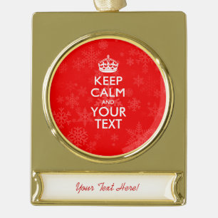 Roter Akzent BEHALTEN RUHE UND Ihren kreativen Banner-Ornament Gold