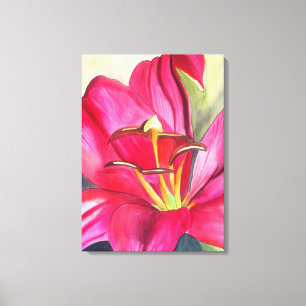 Roter Alarm-Lilie Watercolorkunst-Blumenmalerei Leinwanddruck