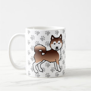 Roter Alaskan Malamute Süße Cartoon-Hunde & Pfoten Kaffeetasse