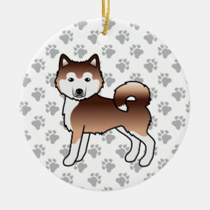 Roter Alaskan Malamute Süßer Cartoon-Hund Keramik Ornament