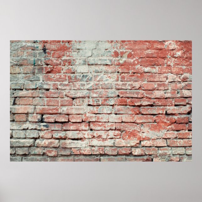 Roter, alter, abgenutzter Backstein Wandstruktur H Poster (Vorne)