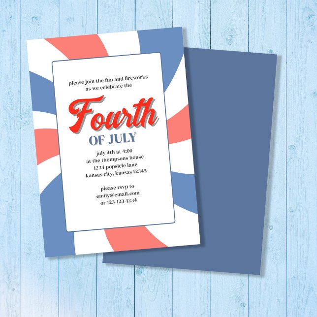 Roter Amerikanische Unabhängigkeitstag in Weiß und Einladung (Fourth of July Custom Invitation )