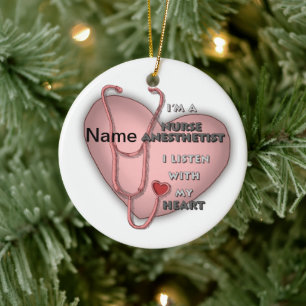 Roter Anästhesist Nurse Herzverzierung Keramik Ornament