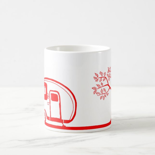Roter Anhänger und Baum-Tasse 15oz Kaffeetasse (Mittel)