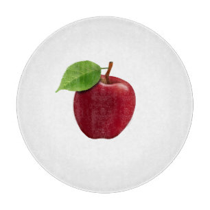 Roter Apfel auf weißem Schneidbrett Schneidebrett