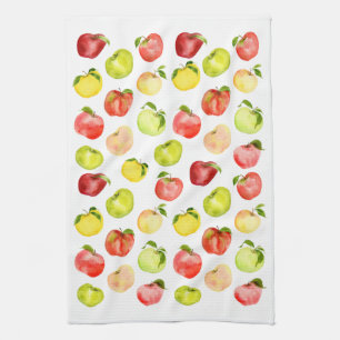 Roter Apfel Illustration Wasserfarbe Herbst Geschirrtuch