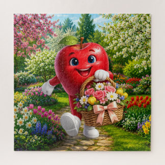 Roter Apfel im Blumengarten Puzzle