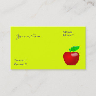 roter Apfel in fluoreszierendem Gelb Visitenkarte