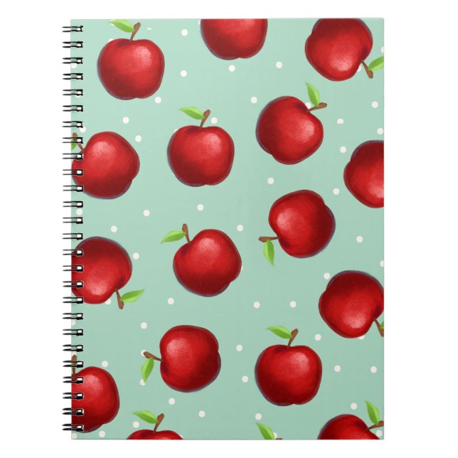 Roter Apfel-Muster-Notizbuch-Journal Notizblock (Vorderseite)