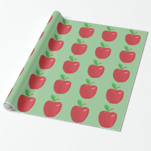 Roter Apfel und grünes Blatt grünes Geschenk Geschenkpapier