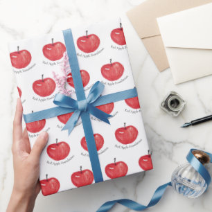 Roter Apfel Wasserfarben-Illustration monogrammier Geschenkpapier