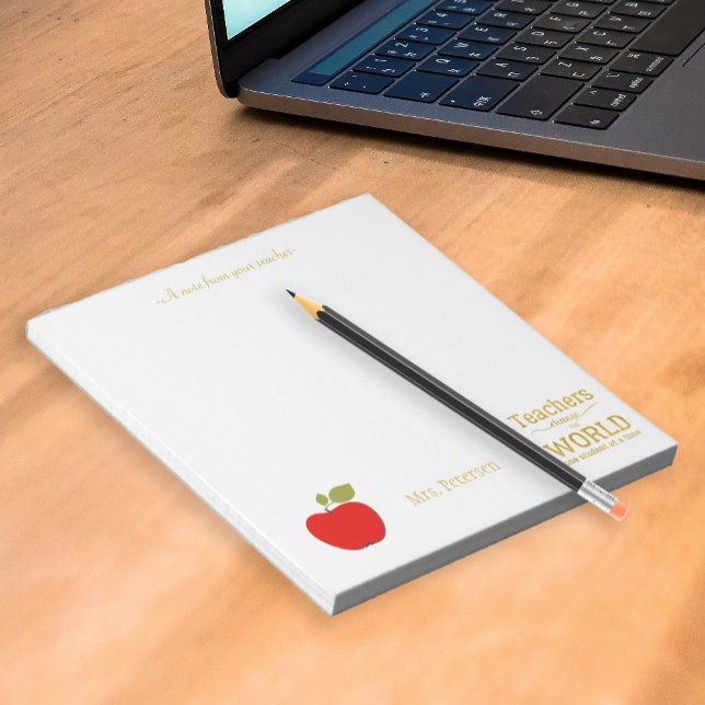 Roter Apfelgoldzitat und Ihr Lehrer Notizblock (Von Creator hochgeladen)