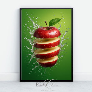 Roter Apple mit Wasserfall Digitale Kunst Poster