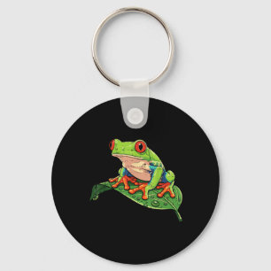 Roter-Augen-Laubfrosch-auf-Blatt-Regenwald-Tier-Mä Schlüsselanhänger