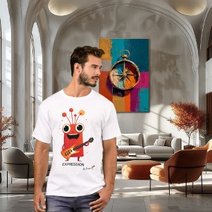 Roter Außerirdischer mit Gitarre AUSDRUCK - Von T-Shirt
