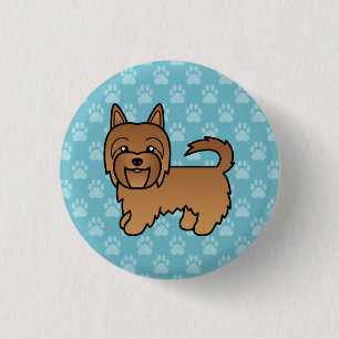 Roter Australischer Terrier Hund auf Blauem Hinter Button