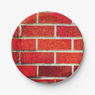 Roter Backstein & Glitter-Weihnachtsfeier Pappteller