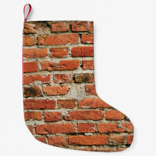 Roter Backstein Wand Textur Grunge Hintergrund. Ab Kleiner Weihnachtsstrumpf
