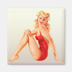 Roter Badeanzugblonder VixenPinup Magnet