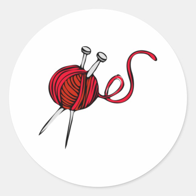 Roter Ball aus Garn Runder Aufkleber (Vorderseite)