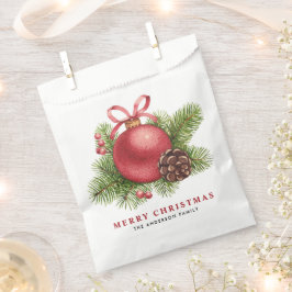 Roter Ball Ornament Wasserfarbe Frohe Weihnachten Geschenktütchen