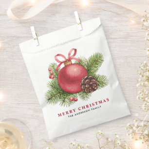 Roter Ball Ornament Wasserfarbe Frohe Weihnachten Geschenktütchen