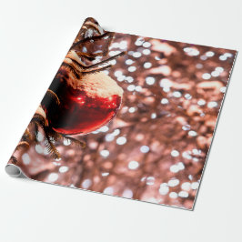 Roter Ball, weiße Lichter, Schnee Geschenkpapier