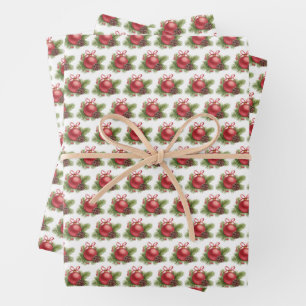 Roter Ball Ziermuster Weihnachten Geschenkpapier Set