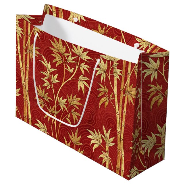 Roter Bambus Ostasiatisch (1) Große Geschenktüte (Vorderseite Schrägansicht)