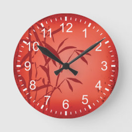 Roter BambusSchmutz runde (mittlere) Wanduhr