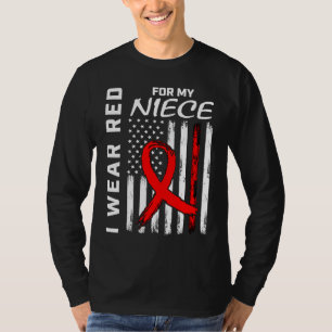 Roter Band Nichte Herzkrankheit Bewusstsein Amerik T-Shirt
