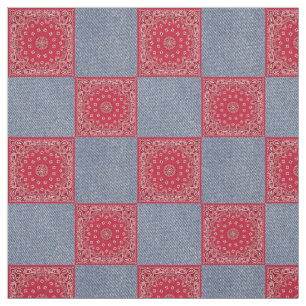 Roter Bandana-und Denim-Druck Stoff