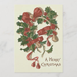 Roter BandWinterberry Stechpalmen-Wishbones Feiertagskarte