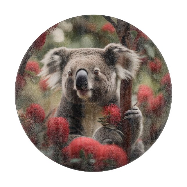 Roter Banksienbaum mit Koala-Bär, Schneidebrett (Vorderseite)