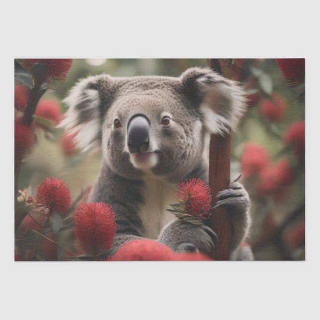 Roter Banksienbaum mit Koala-Bär, Seidenpapier (Vorderseite)