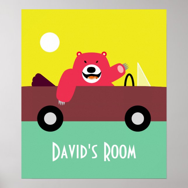 Roter Bär in Cabriolet Poster (Vorne)