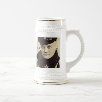 Roter Baron Portrait Mug, Gang-Logorückseite w Bierglas
