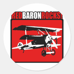 Roter Baron Rocks! Runder Aufkleber