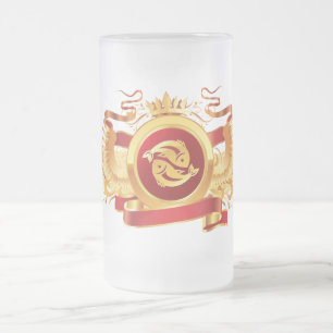 Roter Baron "Tierkreis Fische" 16-Unze-mattierte Mattglas Bierglas