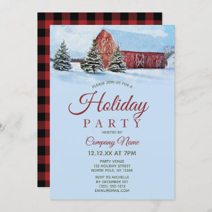 Roter Barwald Firmenfeiertag Weihnachtsfest Party Einladung