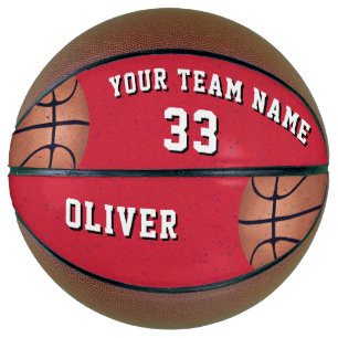 Roter Basketball mit Spieler Teamname Nummer