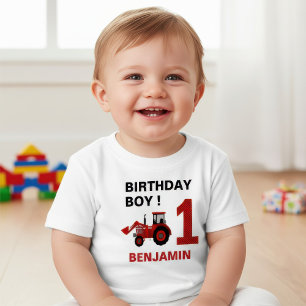 Roter Bauernhof Traktor 1. Geburtstagsfeier Baby T-shirt