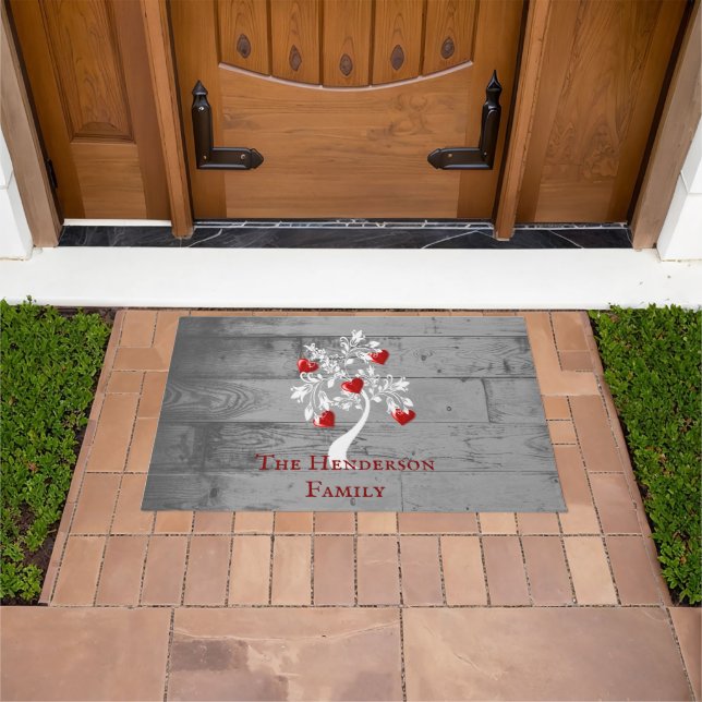 Roter Baum des Herzens Personalisiert Doormat Fußmatte (Außenbereich)